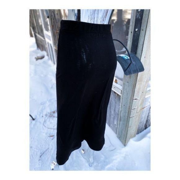 UK2LA Black Maxi Skirt Stretch Flare Sz M - Picture 4 of 5